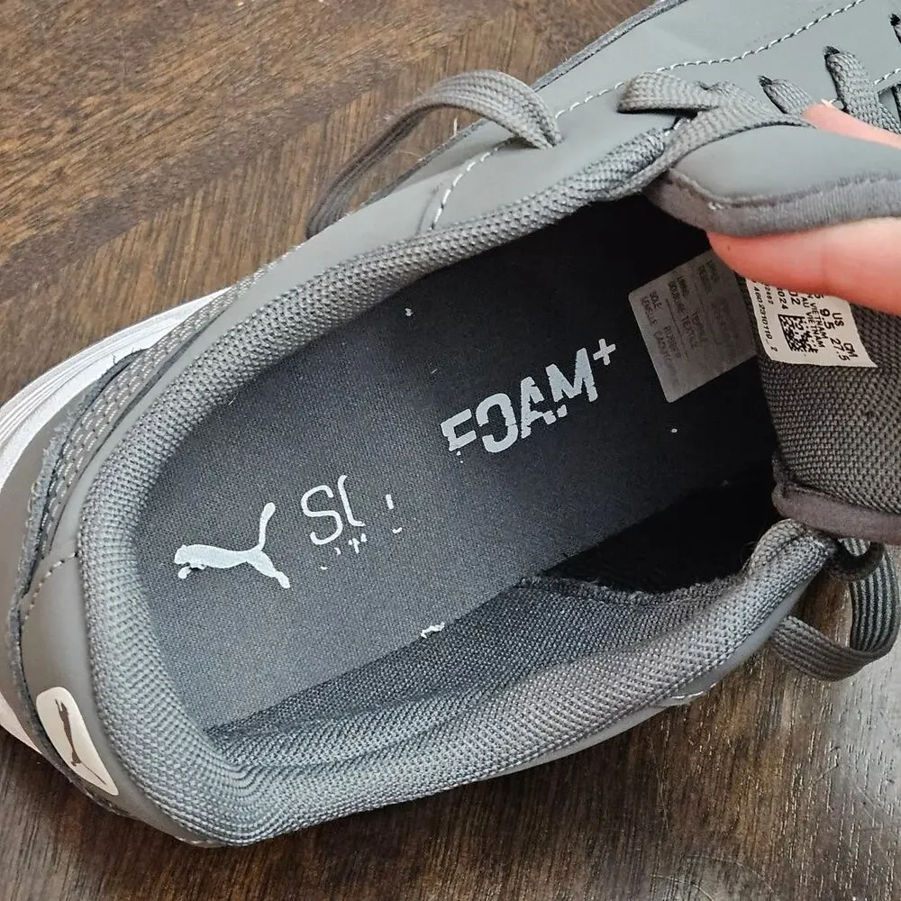 Puma Sneakers Mens Size 9.5 Gray‎ Skate Style SoftFoam Comfort Lace Up Street